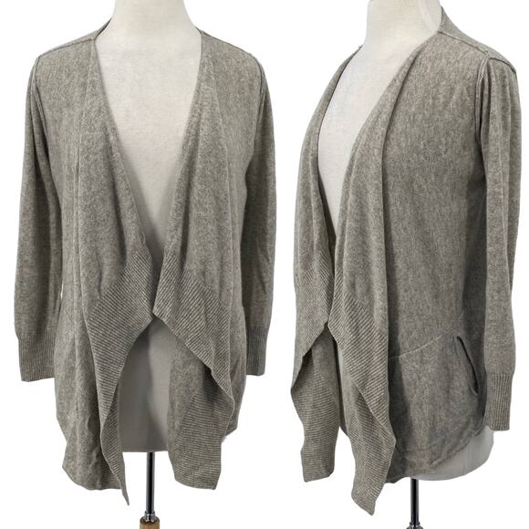 525 America Cashmere Cardigan Sweater Drapey Open Front Waterfall Gray Womens S - Picture 1 of 8